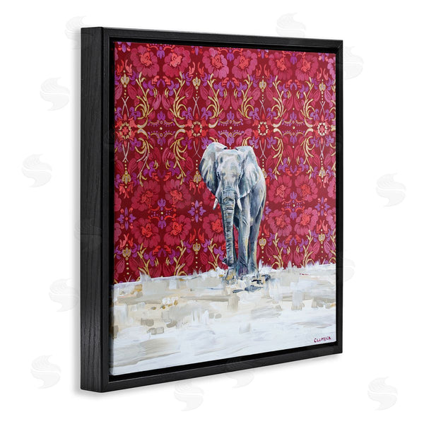 Stupell Industries Alana Clumeck | Elephant Standing Intricate Red Floral Pattern Wall Art