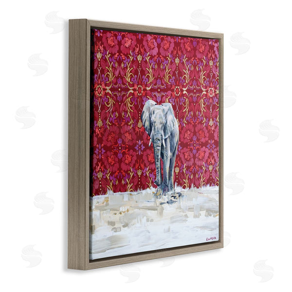 Stupell Industries Alana Clumeck | Elephant Standing Intricate Red Floral Pattern Wall Art