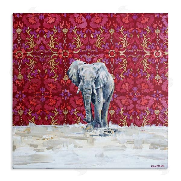 stupell industries Alana Clumeck | Elephant Standing Intricate Red Floral Pattern Wall Art