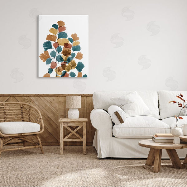 Stupell Industries Albert Koetsier | Bold Ginkgo Leaf Arrangement Blue Orange Modern Botanicals Wall Art