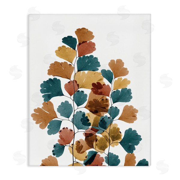 Stupell Industries Albert Koetsier | Bold Ginkgo Leaf Arrangement Blue Orange Modern Botanicals Wall Art