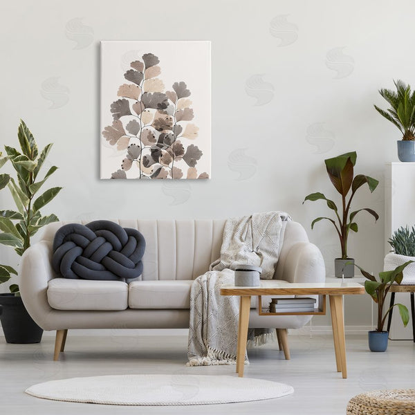 Stupell Industries Albert Koetsier | Modern Ginkgo Leaf Arrangement Translucent Brown Grey Leaves Wall Art