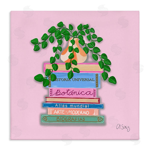 stupell industries Ale Saiz Studio | Bookstack with Plant Vase Wall Art