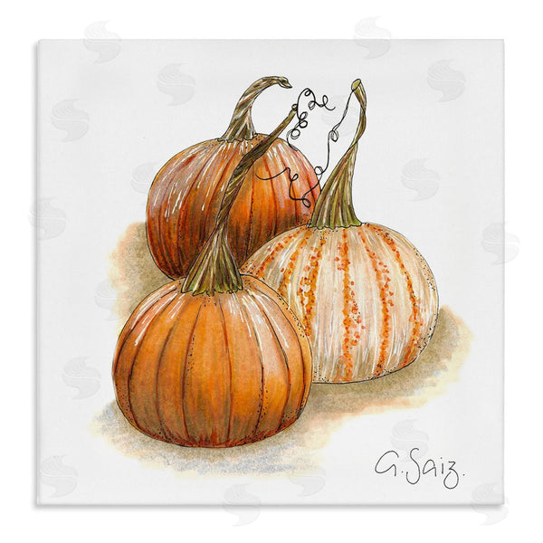 stupell industries Ale Saiz Studio | Detailed Autumn Pumpkins Gourds Still Life Illustration Wall Art
