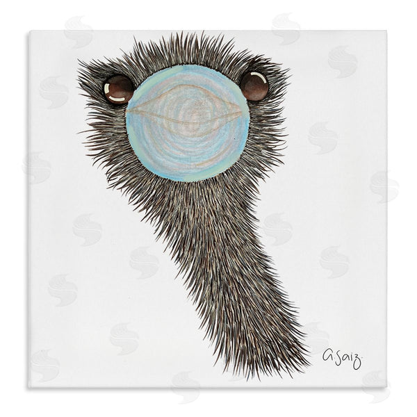 stupell industries Ale Saiz Studio | Funny Ostrich Blowing Bubblegum Wall Art