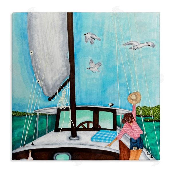 stupell industries Ale Saiz Studio | Girl on Boat Scene Wall Art