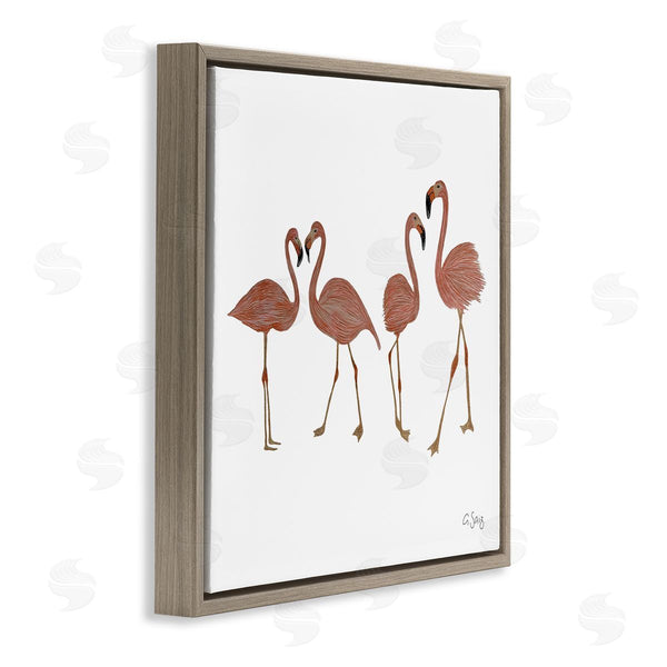 Stupell Industries Ale Saiz Studio | Mingling Pink Flamingo Birds Animal Illustration Wall Art