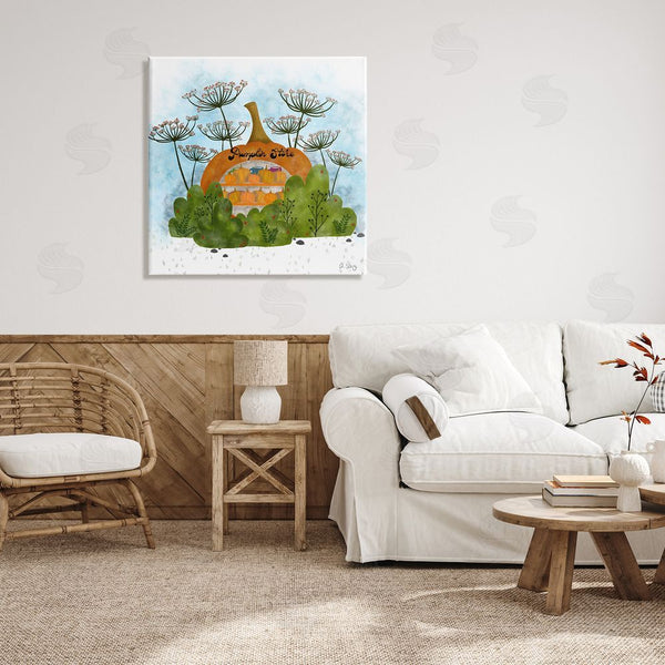 Stupell Industries Ale Saiz Studio | Pumpkin Store Beneath Dandelions Whimsical Autumn Scenery Wall Art