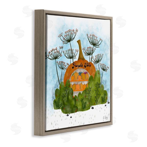 Stupell Industries Ale Saiz Studio | Pumpkin Store Beneath Dandelions Whimsical Autumn Scenery Wall Art