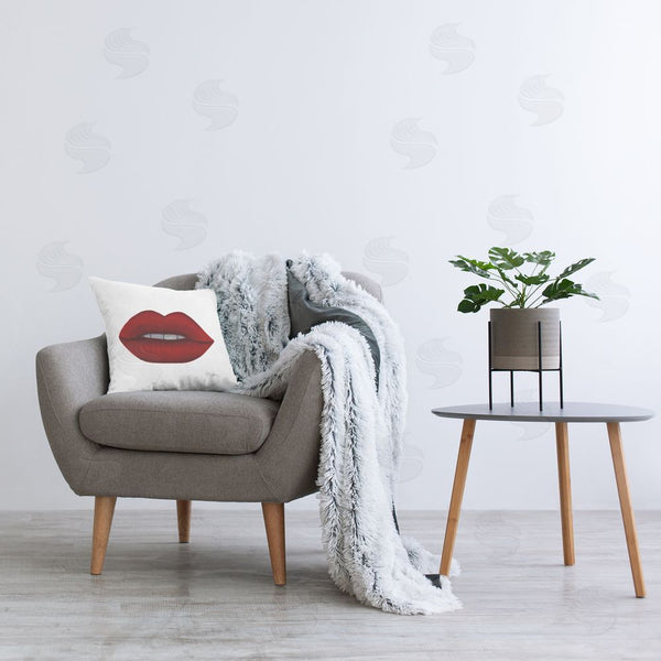 Stupell Industries Ale Saiz Studio | Red Modern Fashion Lips Printed Throw Pillow