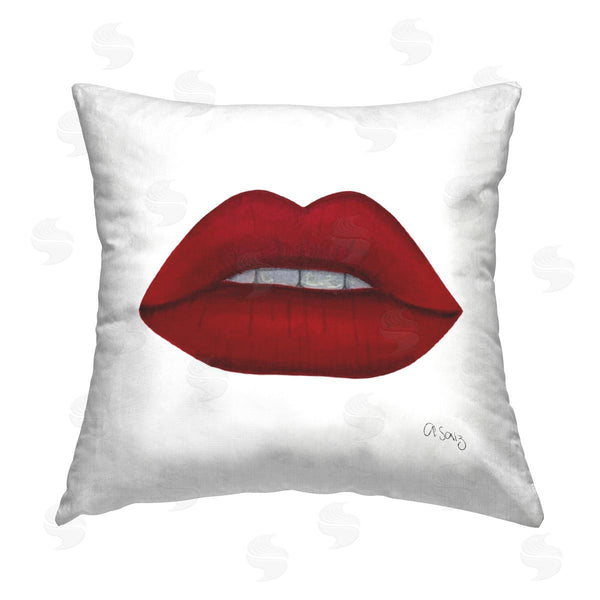stupell industries Ale Saiz Studio | Red Modern Fashion Lips Printed Throw Pillow