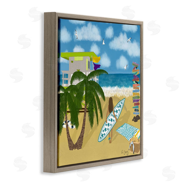 Stupell Industries Ale Saiz Studio | Surfer Girl Walking Tropical Beach Wall Art