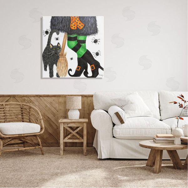 Stupell Industries Ale Saiz Studio | Witch Broom Halloween Black Cat Wall Art