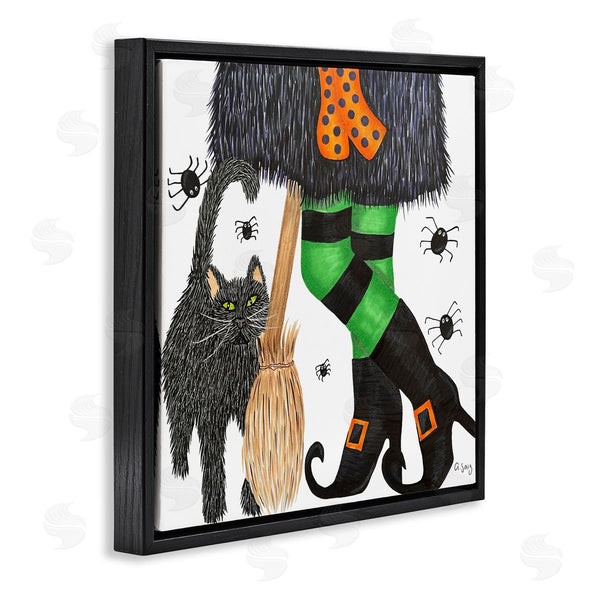 Stupell Industries Ale Saiz Studio | Witch Broom Halloween Black Cat Wall Art