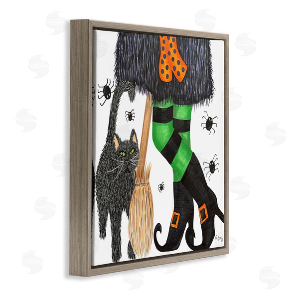 Stupell Industries Ale Saiz Studio | Witch Broom Halloween Black Cat Wall Art