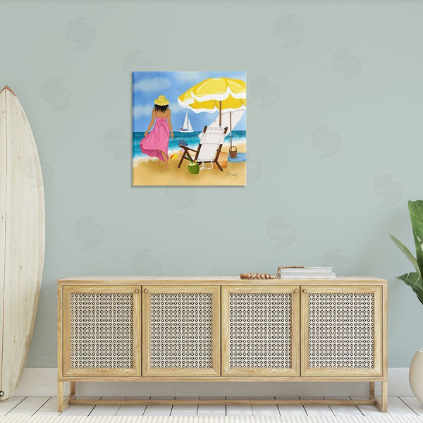 Stupell Industries Ale Saiz Studio | Woman Strolling Beach Wall Art