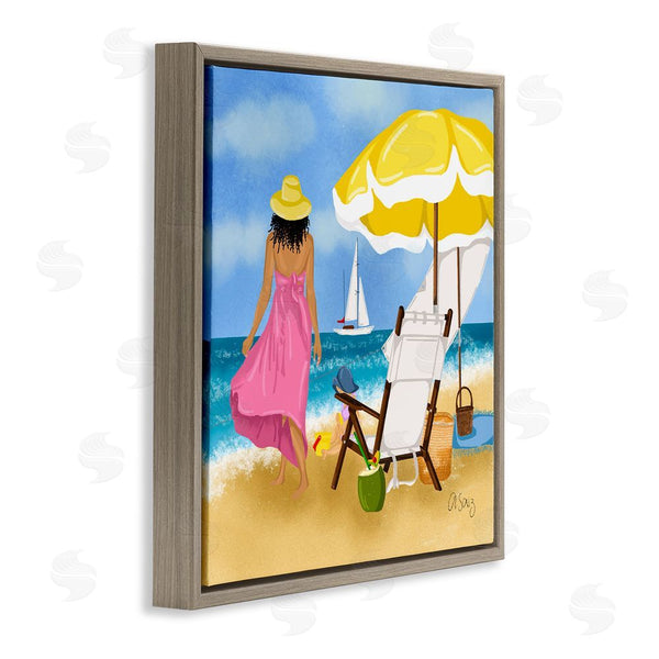 Stupell Industries Ale Saiz Studio | Woman Strolling Beach Wall Art