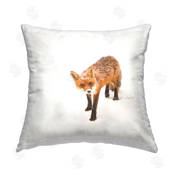 stupell industries Aledanda | Fox Portrait Snowy Landscape Printed Throw Pillow