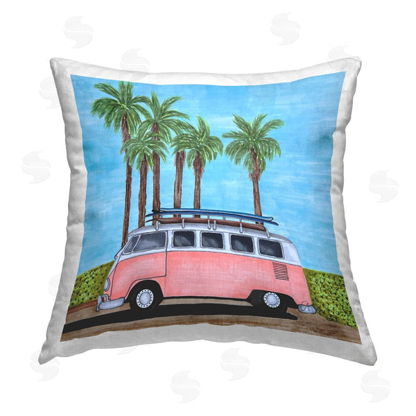 stupell industries Alejandra Saiz | Tropical Minibus Vacation Printed Throw Pillow