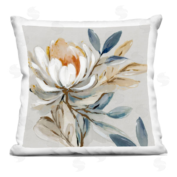 stupell industries Alex Black | Blooming White Mum Printed Throw Pillow