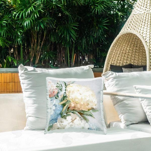 Stupell Industries Alex Black | Close Up Hydrangea Blossom Printed Throw Pillow