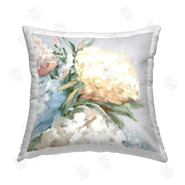 stupell industries Alex Black | Close Up Hydrangea Blossom Printed Throw Pillow
