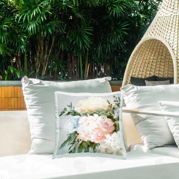 Stupell Industries Alex Black | Pastel Hydrangea Blossoms Printed Throw Pillow