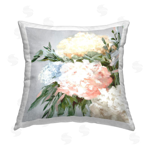 stupell industries Alex Black | Pastel Hydrangea Blossoms Printed Throw Pillow
