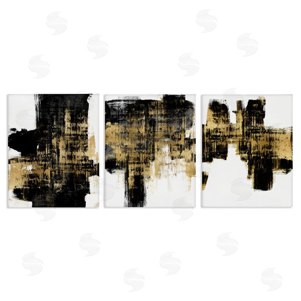 stupell industries Alex Wise | Bold Black Brushstrokes with Gold