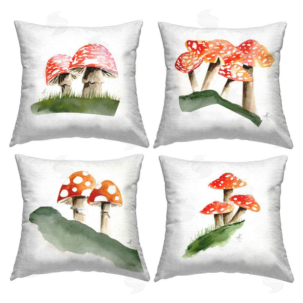 Stupell Industries Alexandria Gilbert Kincaid | Red Forest Mushrooms Printed Throw Pillow Set