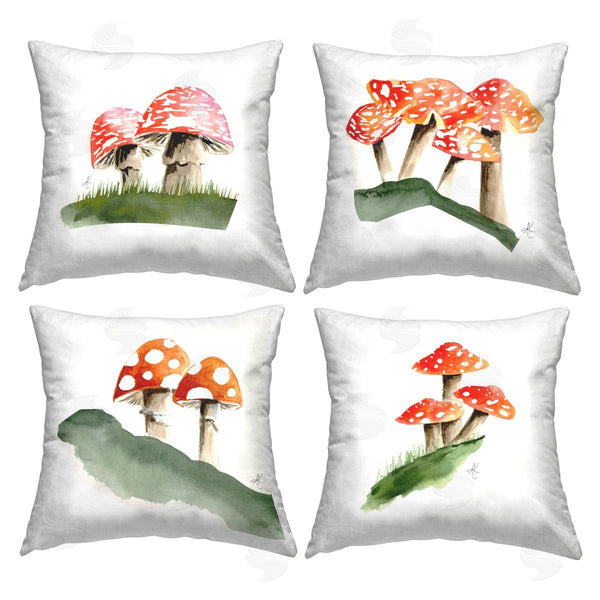Stupell Industries Alexandria Gilbert Kincaid | Red Forest Mushrooms Printed Throw Pillow Set