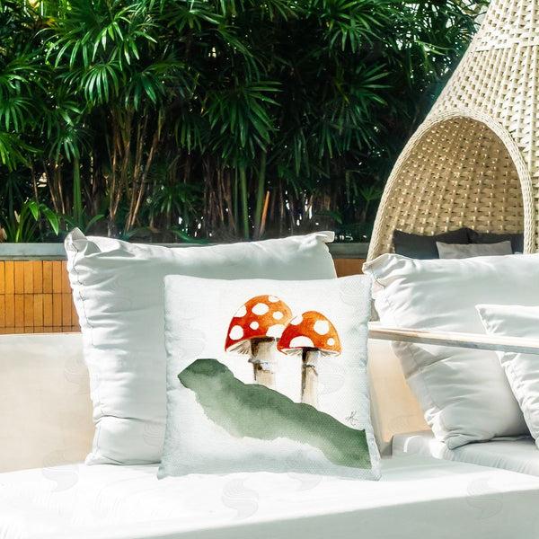 Stupell Industries Alexandria Gilbert Kincaid | Spotted Red Mushrooms Printed Throw Pillow