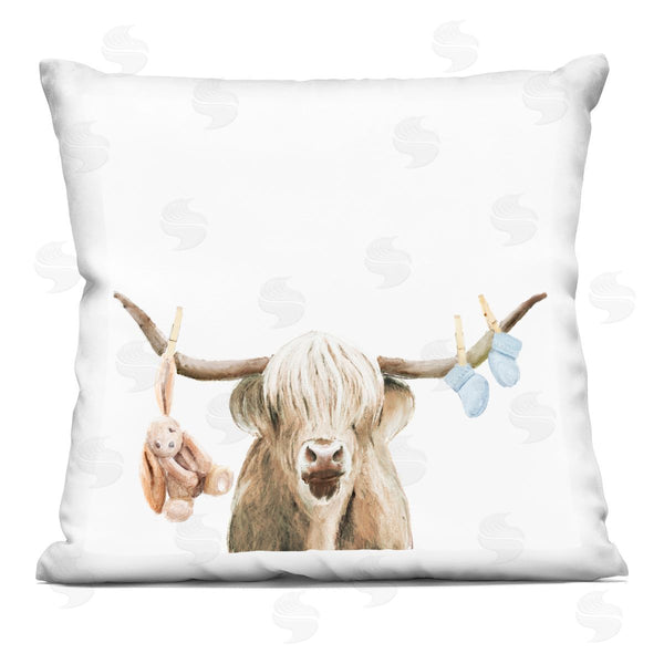 stupell industries Ali Lynne | Highland Cow Baby Boy Printed Throw Pillow
