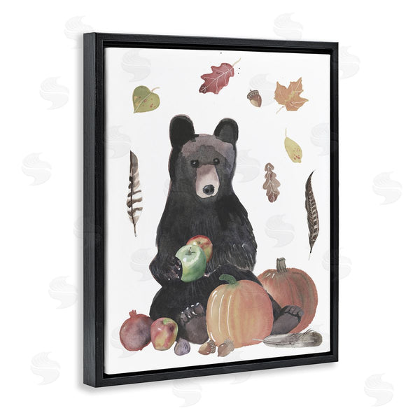 Stupell Industries Alicia Longley | Bear Cub Holding Apples Autumn Foliage And Pumpkins Wall Art
