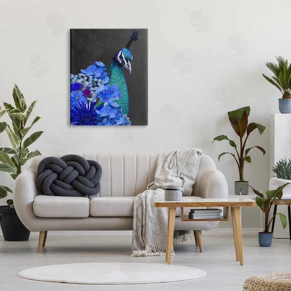 Stupell Industries Alicia Longley | Peacock With Blue Flowers Wall Art