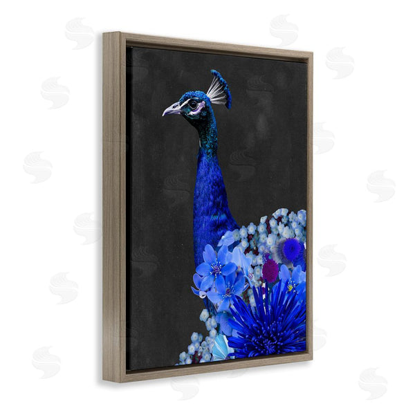Stupell Industries Alicia Longley | Vibrant Blue Floral Peacock Wall Art