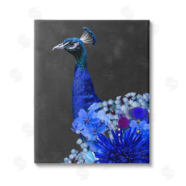 stupell industries Alicia Longley | Vibrant Blue Floral Peacock Wall Art