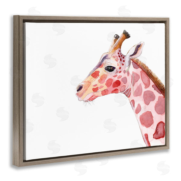 Stupell Industries Alicia Ludwig | Calm Giraffe Portrait Red Brown Safari Animal