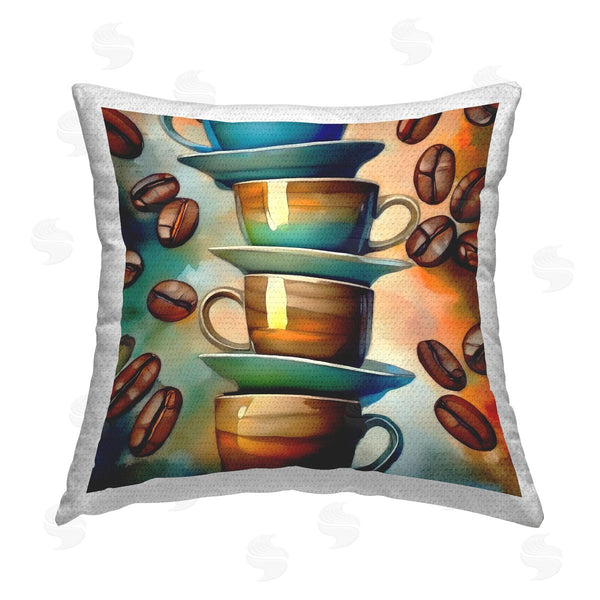 Stupell Industries Alina Georgescu | Ceramic Teacups & Coffee Printed Throw Pillow