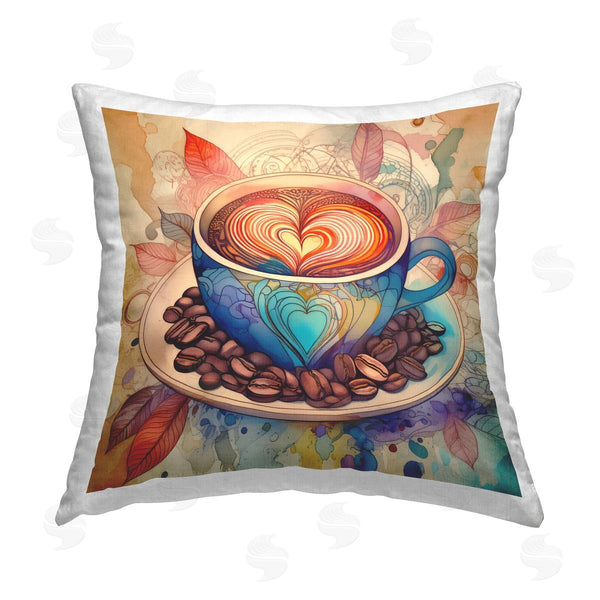 stupell industries Alina Georgescu | Coffee Beans & Latte Printed Throw Pillow