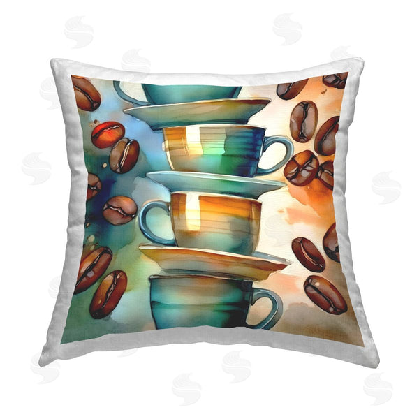stupell industries Alina Georgescu | Coffee Beans & Mugs Printed Throw Pillow