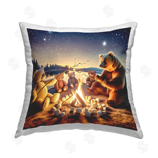 Stupell Industries Alina Georgescu | Fireside Friends Bear Printed Throw Pillow