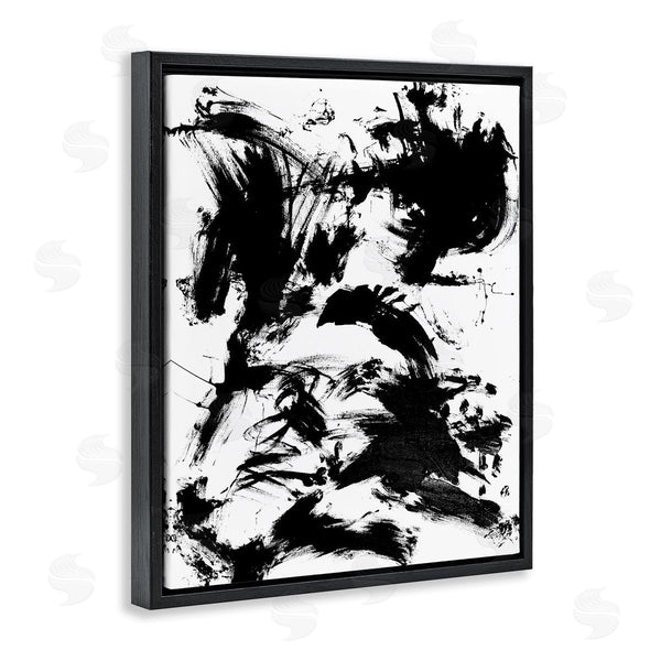 Stupell Industries Allan Friedlander | Chaotic Black Splattered Paint Abstraction Busy Movement Wall Art