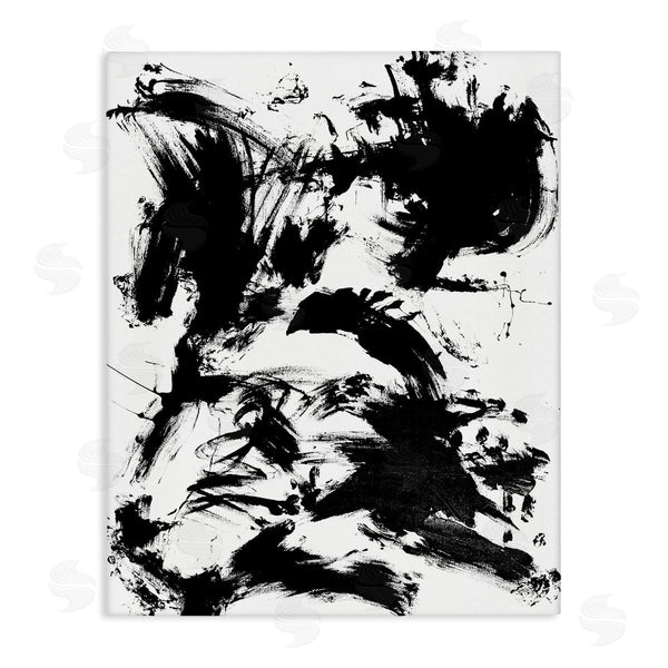 stupell industries Allan Friedlander | Chaotic Black Splattered Paint Abstraction Busy Movement Wall Art