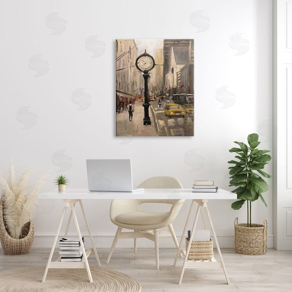 Stupell Industries Allayn Stevens | Busy City Sidewalk Clock Urban Architecture Wall Art