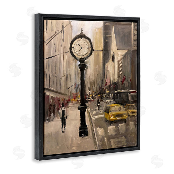 Stupell Industries Allayn Stevens | Busy City Sidewalk Clock Urban Architecture Wall Art