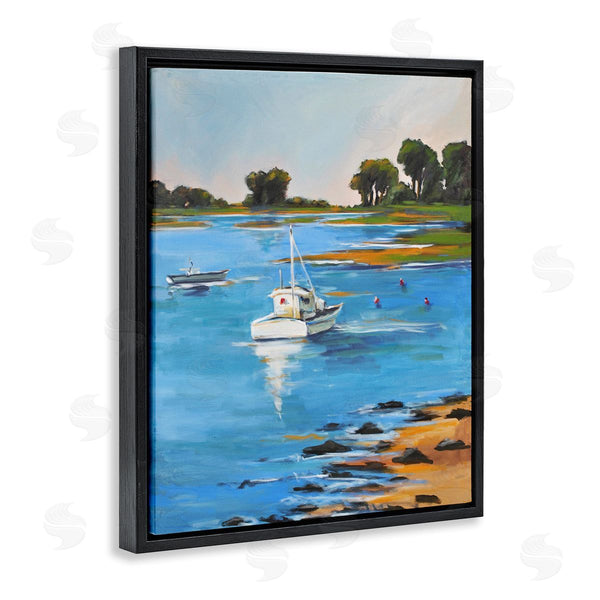 Stupell Industries Allayn Stevens | Contemporary Boating Lake Landscape Clean Blue Water Wall Art