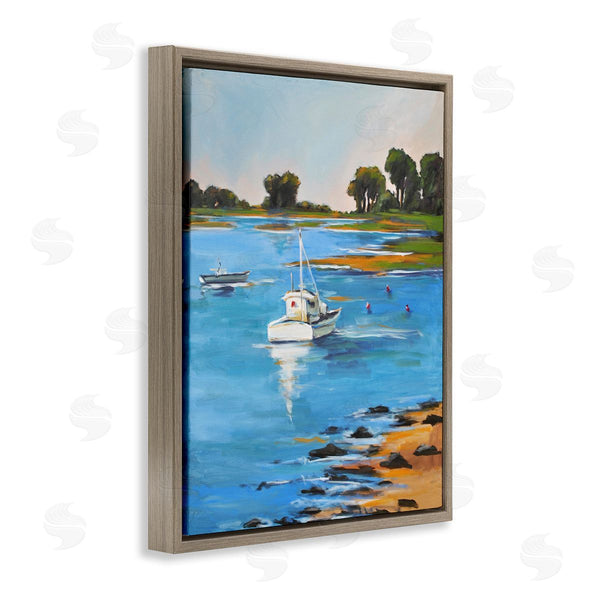 Stupell Industries Allayn Stevens | Contemporary Boating Lake Landscape Clean Blue Water Wall Art