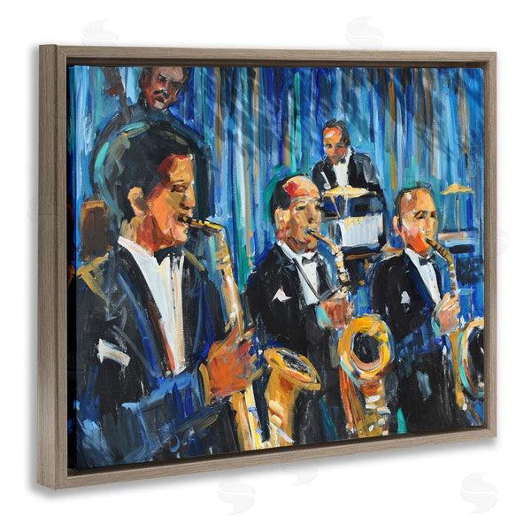 Stupell Industries Allayn Stevens | Contemporary Saxophone Jazz Ensemble Expressive Musicians Wall Art