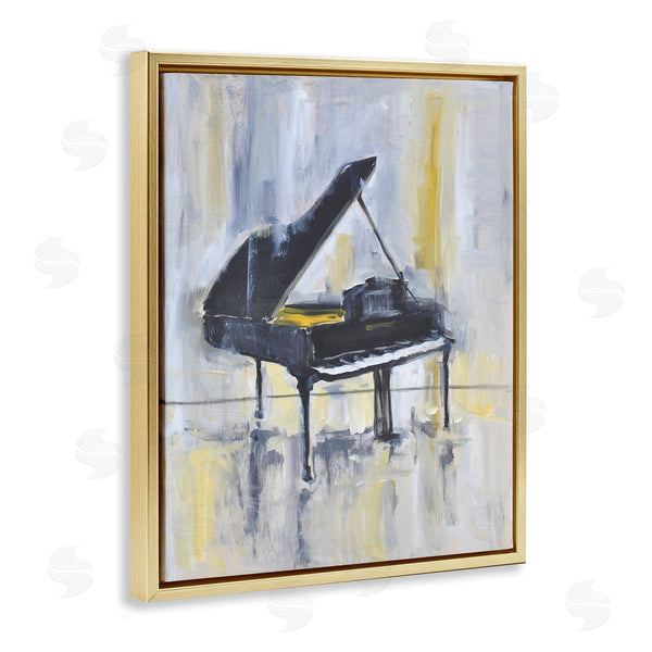 Stupell Industries Allayn Stevens | Distressed Grand Piano Instrument Blue Gold